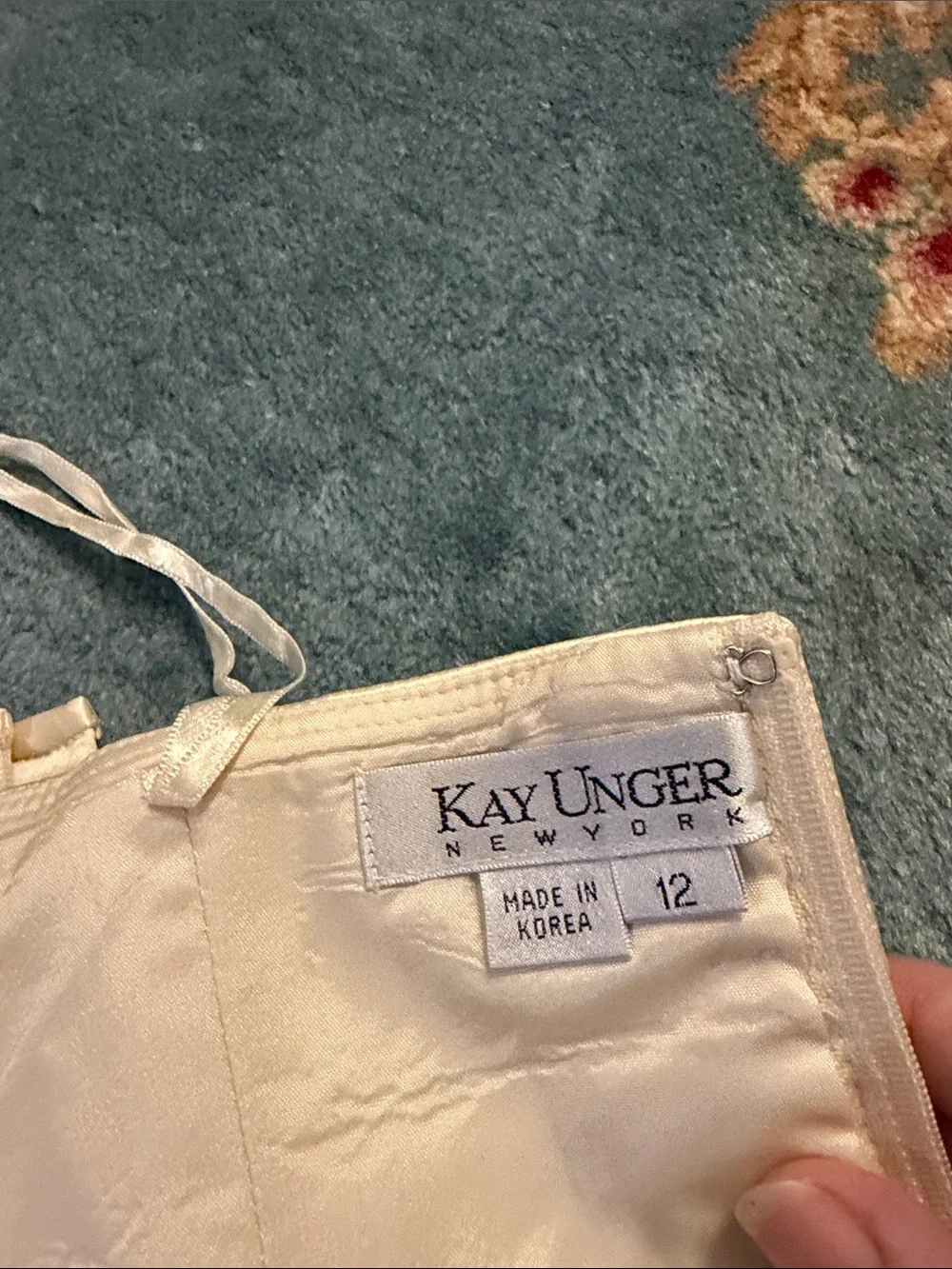 Kay Unger Ivory Strapless Satin Gown - Picture 2 of 2